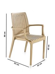 Omnipazar SY-2524 Örgü Desenli Rattan Bahçe Koltuk Sandalye 4'lü Set Bej