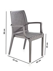 Omnipazar SY-2524 Örgü Desenli Rattan Bahçe Koltuk Sandalye 4'lü Set Gri