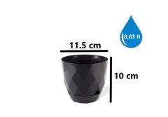Omnipazar KRS-451 Yakamoz Tabaklı Plastik Saksı Takımı 0.65 Litre No 1 Antrasit (116)