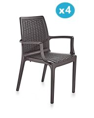 Omnipazar SY-2524 Örgü Desenli Rattan Bahçe Koltuk Sandalye 4'lü Set Kahverengi