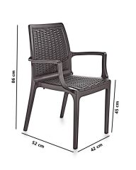 Omnipazar SY-2524 Örgü Desenli Rattan Bahçe Koltuk Sandalye 4'lü Set Kahverengi