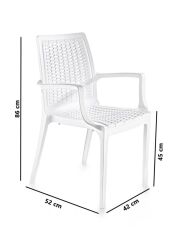 Omnipazar SY-2524 Örgü Desenli Rattan Bahçe Koltuk Sandalye 4'lü Set Beyaz