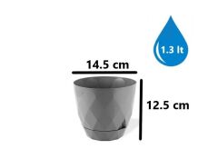 Omnipazar KRS-452 Yakamoz Tabaklı Plastik Saksı Takımı 1.3 Litre No 2 Gri