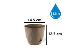 Omnipazar KRS-452 Yakamoz Tabaklı Plastik Saksı Takımı 1.3 Litre No 2 Kahverengi