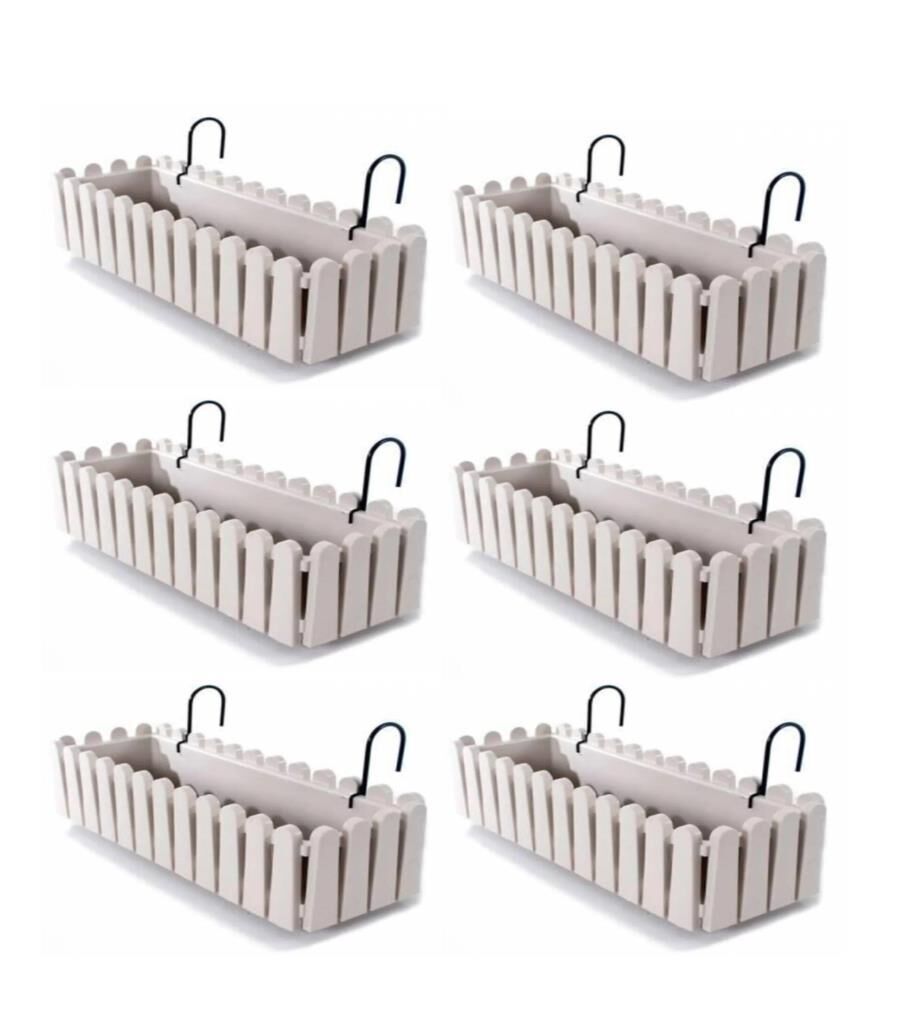 Omnipazar SO-İB03 Askılı Balkon Saksı Takımı 14 lt Kirli Beyaz 6 Adet