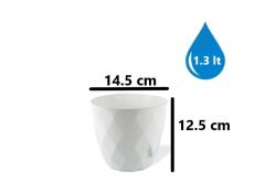 Omnipazar KRS-452 Yakamoz Tabaklı Plastik Saksı Takımı 1.3 Litre No 2 Beyaz