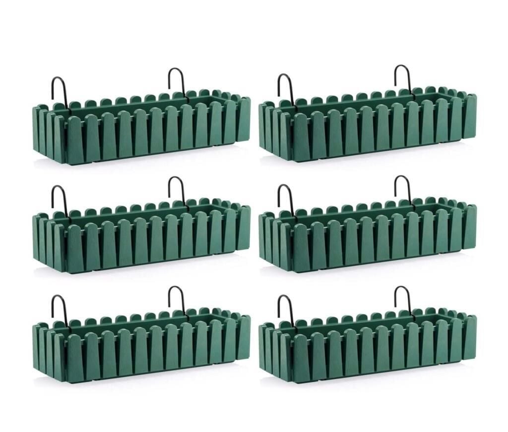 Omnipazar SO-İB03 Askılı Balkon Saksı Takım 14 lt Yeşil 6 Adet