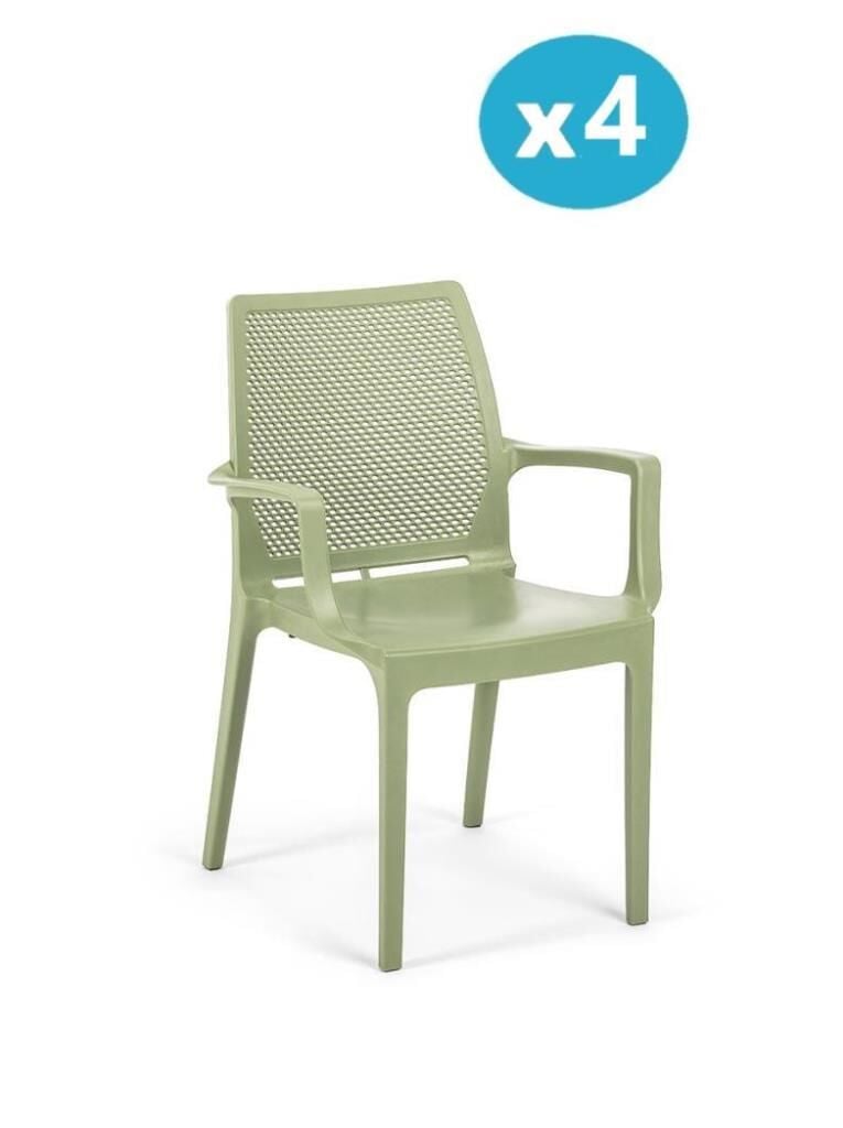 Omnipazar SY-2504 Plastik İcon Bahçe Koltuk Sandalye 4'lü Set YEŞİL