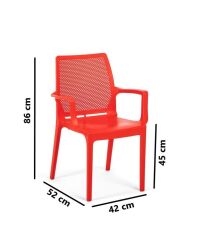 Omnipazar SY-2504 Plastik İcon Bahçe Koltuk Sandalye 4'lü Set Kırmızı
