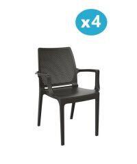 Omnipazar SY-2504 Plastik İcon Bahçe Koltuk Sandalye 4'lü Set Kahverengi