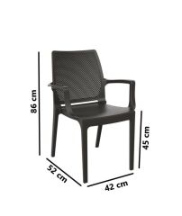 Omnipazar SY-2504 Plastik İcon Bahçe Koltuk Sandalye 4'lü Set Kahverengi