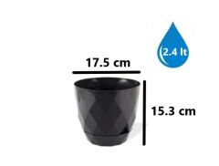 Omnipazar KRS-453 Yakamoz Tabaklı Plastik Saksı Takımı 2.4 Litre No 3 Antrasit (116)