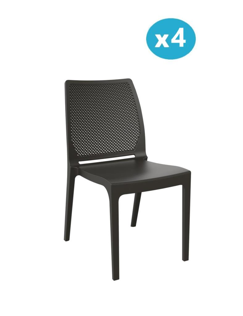 Omnipazar SY-2509 Plastik İcon Bahçe Koltuk Sandalye 4'lü Set Kahverengi