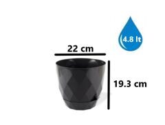 Omnipazar KRS-454 Yakamoz Tabaklı Plastik Saksı Takımı 4.8 Litre No 4