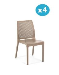 Omnipazar SY-2509 Plastik İcon Bahçe Koltuk Sandalye 4'lü Set Bej