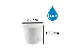 Omnipazar KRS-454 Yakamoz Tabaklı Plastik Saksı Takımı 4.8 Litre No 4 Beyaz