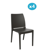 Omnipazar SY-2506 Plastik Eve Bahçe Koltuk Sandalye 4'lü Set Kahverengi
