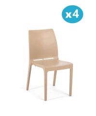 Omnipazar SY-2506 Plastik Eve Bahçe Koltuk Sandalye 4'lü Set Bej