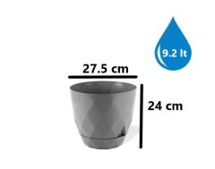 Omnipazar KRS-455 Yakamoz Tabaklı Plastik Saksı Takımı 9.2 Litre No 5 Gri