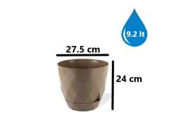 Omnipazar KRS-455 Yakamoz Tabaklı Plastik Saksı Takımı 9.2 Litre No 5 Kahverengi