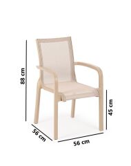 Omnipazar SY-2528 Plastik Fileli Bahçe Koltuk Sandalye 4'lü Set Bej