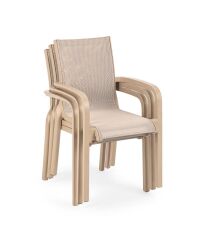 Omnipazar SY-2528 Plastik Fileli Bahçe Koltuk Sandalye 4'lü Set Bej