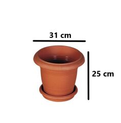 Omnipazar SY-5910 Antik Tabaklı Saksı Takımı 10 lt No 3 Kahverengi 6 Adet