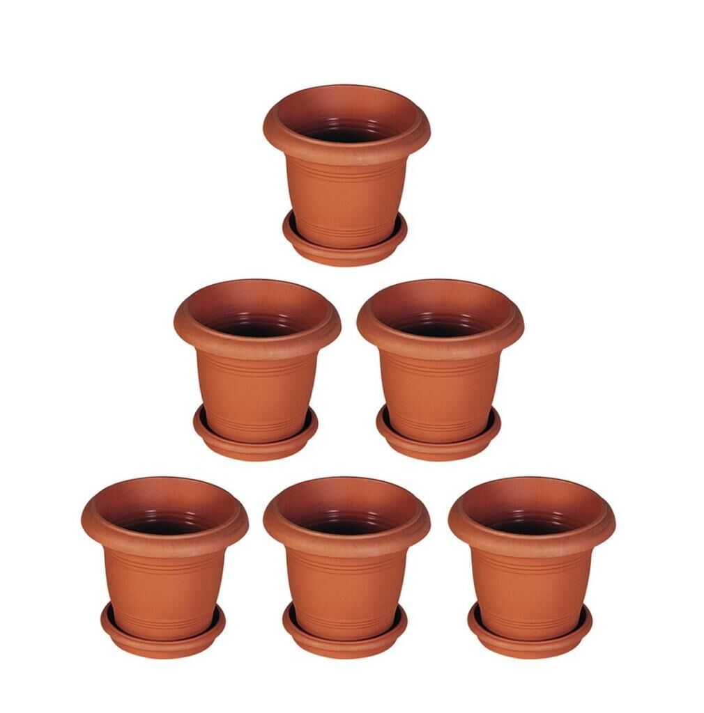 Omnipazar SY-5910 Antik Tabaklı Saksı Takımı 10 lt No 3 Kahverengi 6 Adet