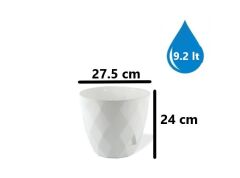 Omnipazar KRS-455 Yakamoz Tabaklı Plastik Saksı Takımı 9.2 Litre No 5 Beyaz