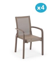 Omnipazar SY-2528 Plastik Fileli Bahçe Koltuk Sandalye 4'lü Set Kahverengi