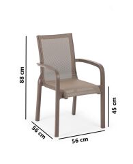 Omnipazar SY-2528 Plastik Fileli Bahçe Koltuk Sandalye 4'lü Set Kahverengi
