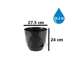 Omnipazar KRS-455 Yakamoz Tabaklı Plastik Saksı Takımı 9.2 Litre No 5 Antrasit (116)