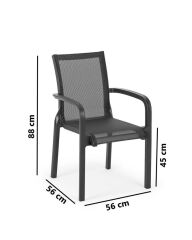 Omnipazar SY-2528 Plastik Fileli Bahçe Koltuk Sandalye 4'lü Set Siyah