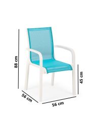 Omnipazar SY-2528 Plastik Fileli Bahçe Koltuk Sandalye 4'lü Set Turkuaz