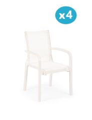 Omnipazar SY-2528 Plastik Fileli Bahçe Koltuk Sandalye 4'lü Set Beyaz