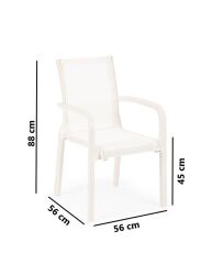 Omnipazar SY-2528 Plastik Fileli Bahçe Koltuk Sandalye 4'lü Set Beyaz