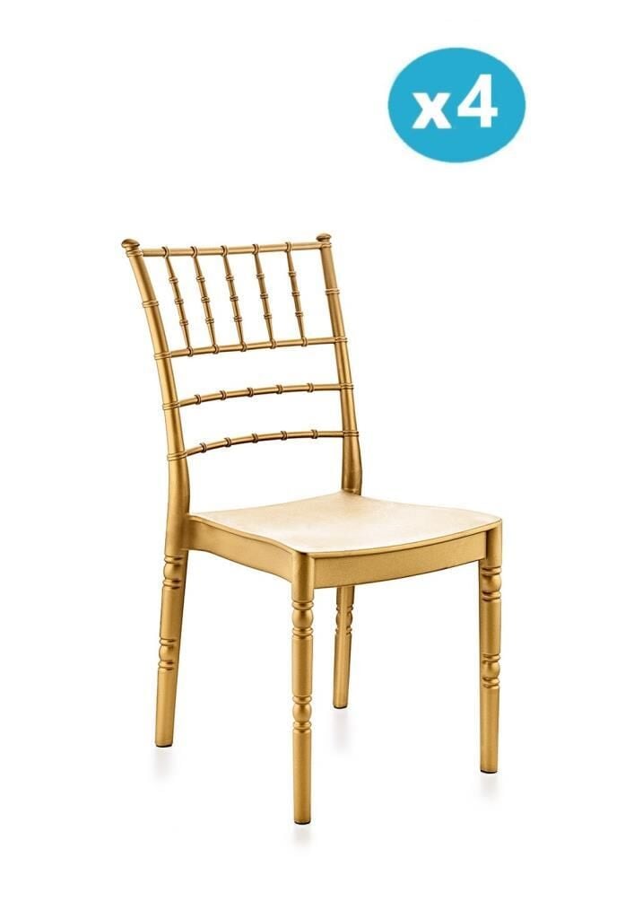 Omnipazar SY-2525 Estate Plastik Modern Bahçe Düğün Sandalye 4'lü Set