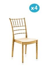 Omnipazar SY-2525 Estate Plastik Modern Bahçe Düğün Sandalye 4'lü Set