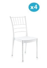 Omnipazar SY-2525 Estate Plastik Modern Bahçe Düğün Sandalye 4'lü Set Beyaz