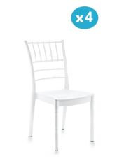 Omnipazar SY-2525 Estate Plastik Modern Bahçe Düğün Sandalye 4'lü Set Beyaz