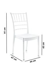 Omnipazar SY-2525 Estate Plastik Modern Bahçe Düğün Sandalye 4'lü Set Beyaz