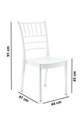Omnipazar SY-2525 Estate Plastik Modern Bahçe Düğün Sandalye 4'lü Set Beyaz