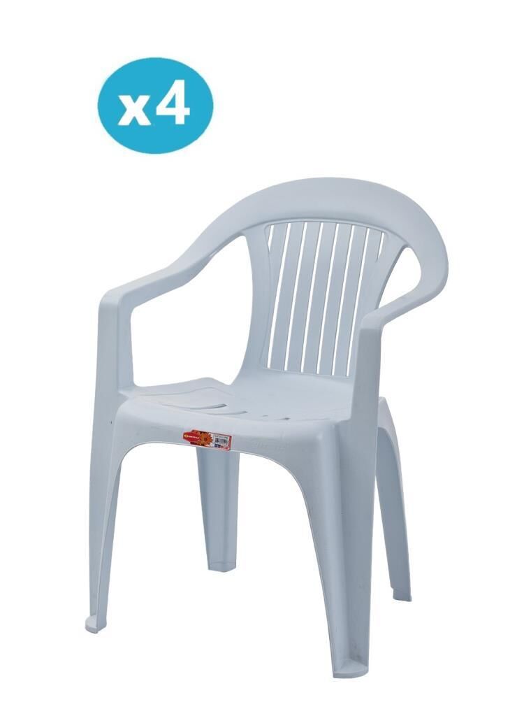 Omnipazar SY-2510 Plastik Bahçe Koltuk Sandalye 4'lü Set Beyaz