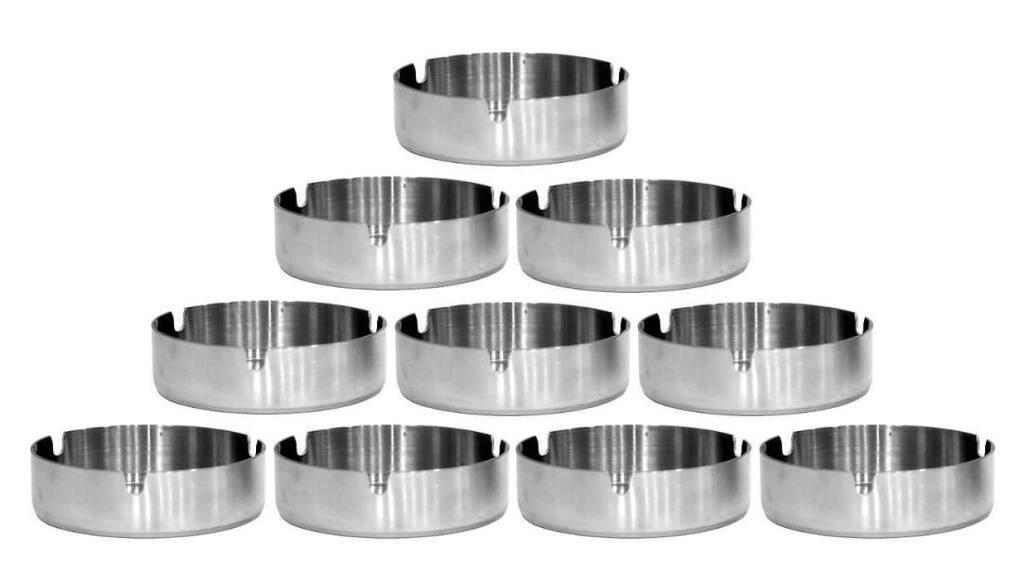 Omnisoft Büyük Boy 3x10 cm Yuvarlak Küllük Paslanmaz Çelik Küllük 10 Adet