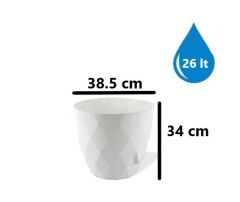 Omnipazar KRS-457 Yakamoz Tabaklı Plastik Saksı Takımı 26 Litre No 7 Beyaz