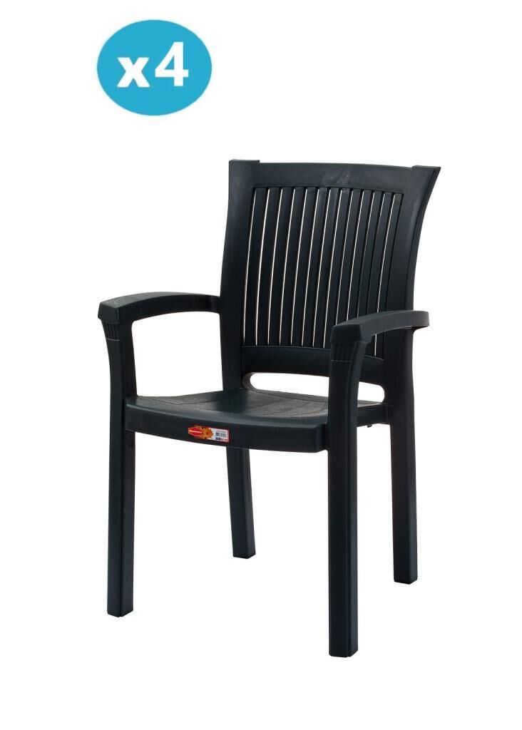 Omnipazar SY-2515 Elite Plastik Bahçe Koltuk Sandalye 4'lü Set YEŞİL
