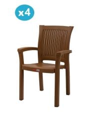 Omnipazar SY-2515 Elite Plastik Bahçe Koltuk Sandalye 4'lü Set Kahverengi