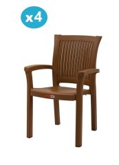 Omnipazar SY-2515 Elite Plastik Bahçe Koltuk Sandalye 4'lü Set Kahverengi
