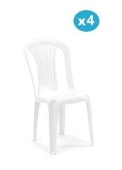 Omnipazar SY-2520 Manolya Plastik Bahçe Sandalye Beyaz 4'lü Set