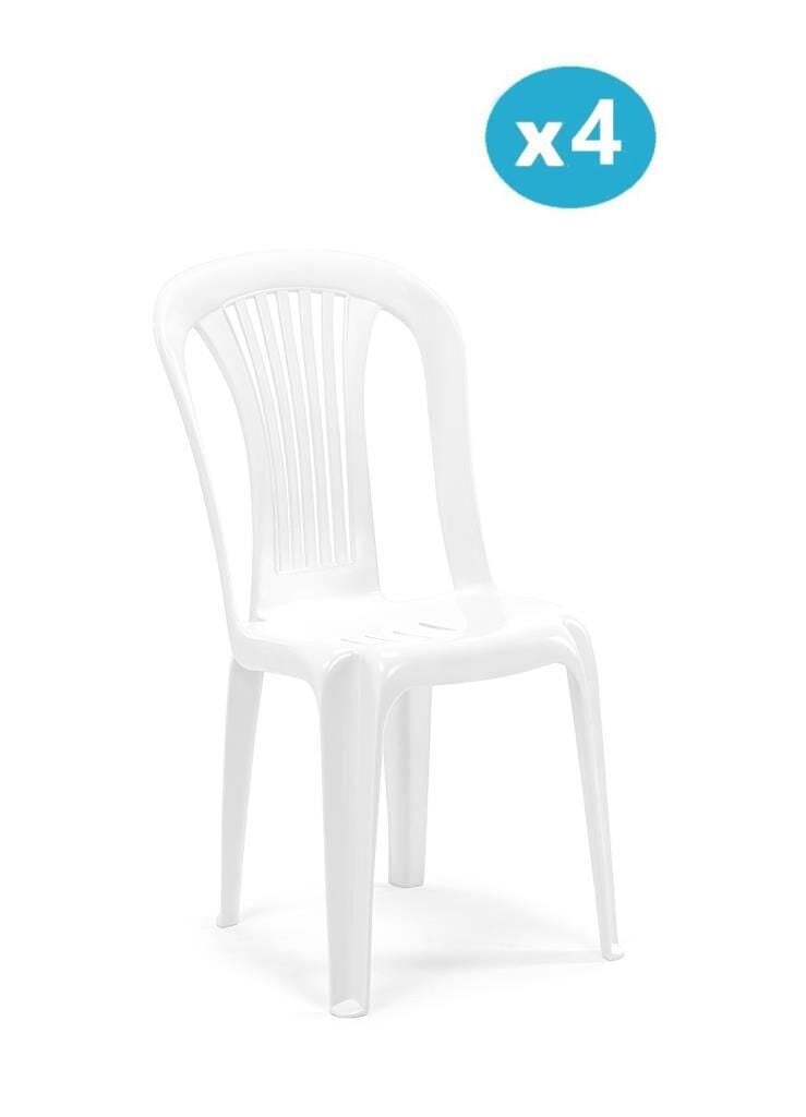 Omnipazar SY-2520 Manolya Plastik Bahçe Sandalye Beyaz 4'lü Set Beyaz